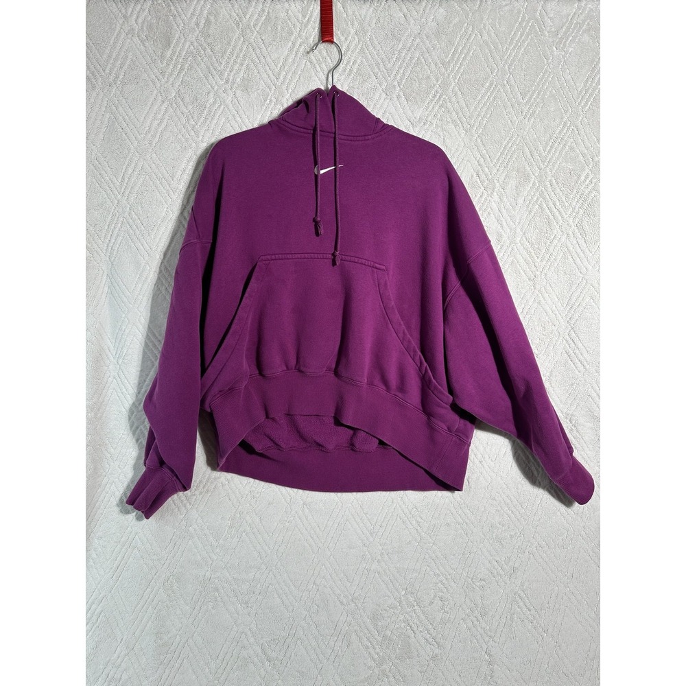 Nike Hoodie Mens M Purple Swoosh Logo Pullover Sweatshirt Kangaroo Pocket